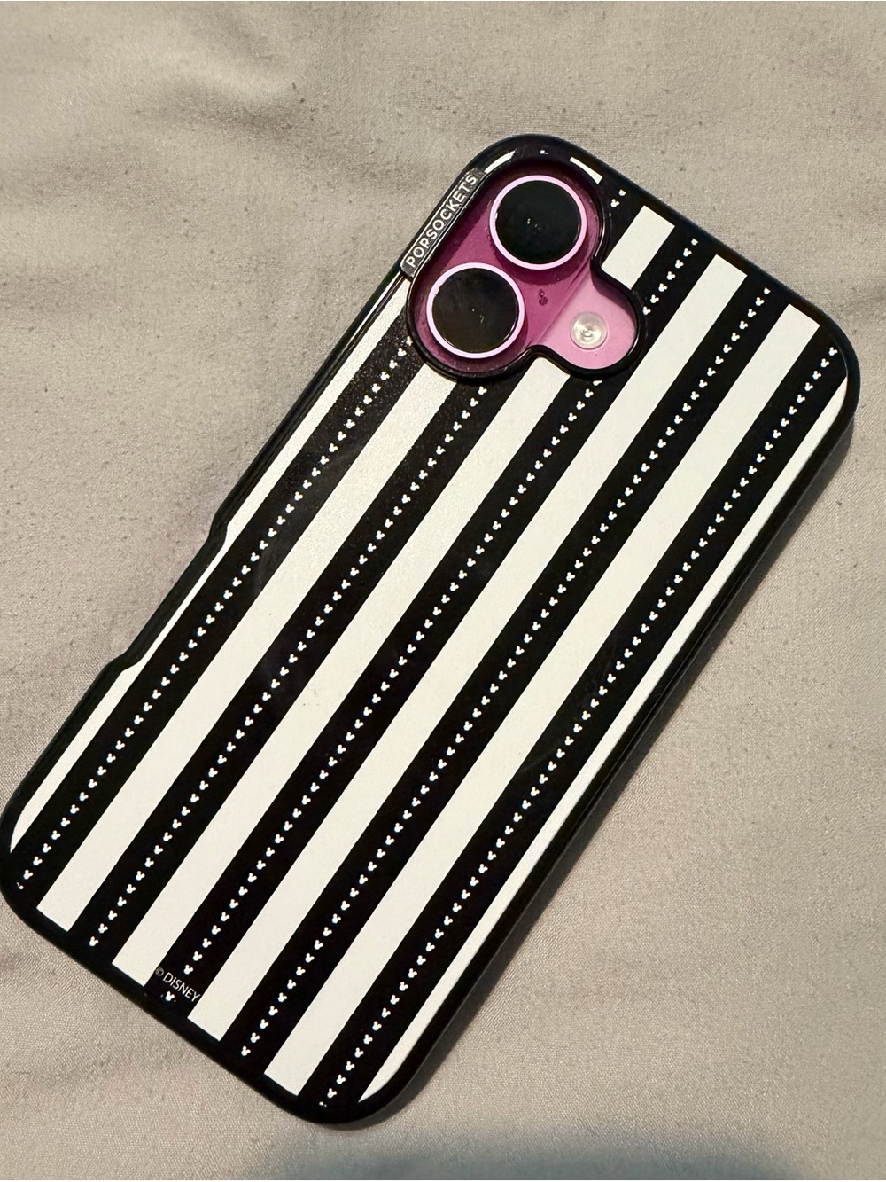 Disney Chic Mickey Stripe iPhone Case - Black & White